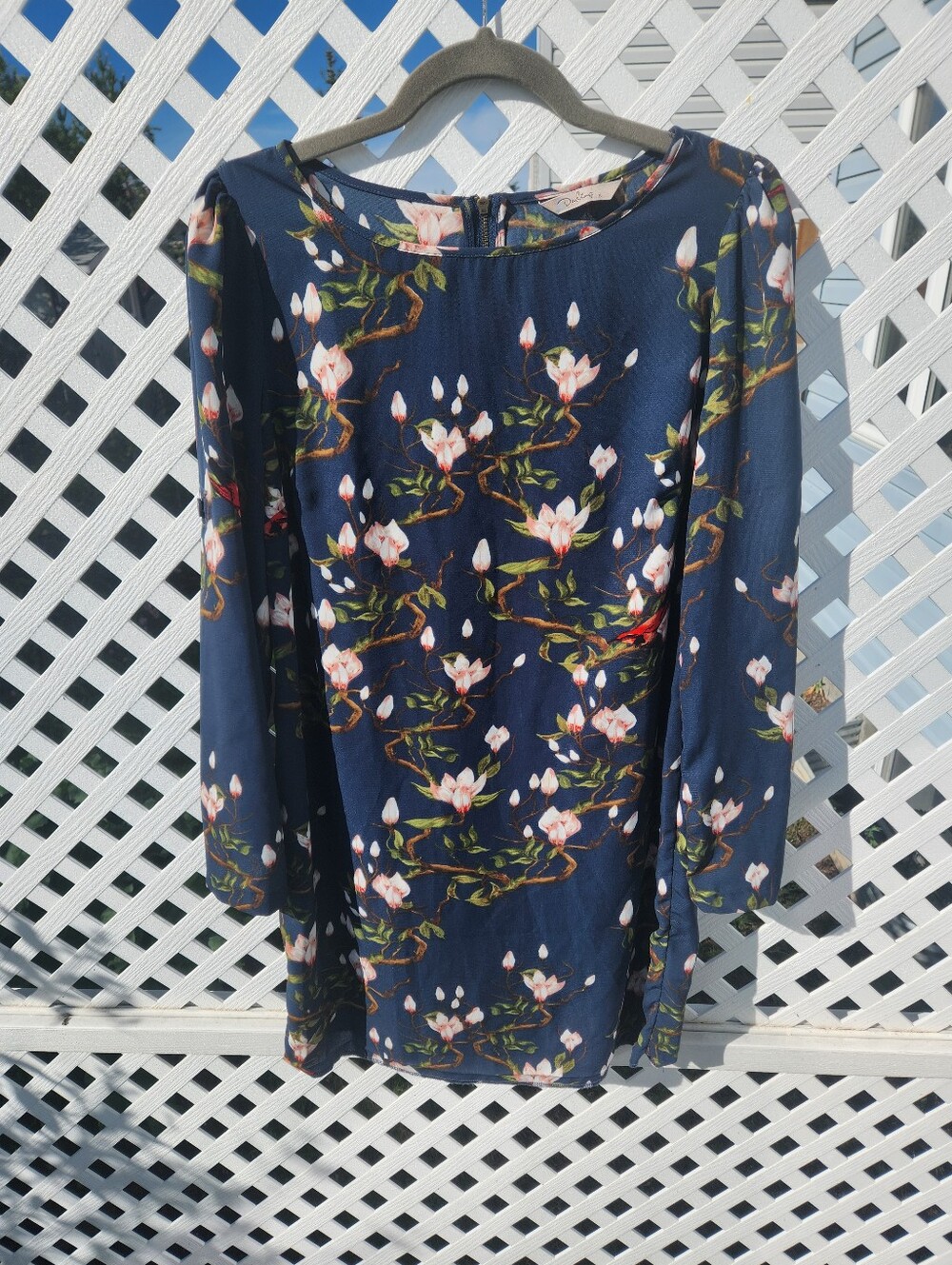 MODERN RETRO DARLING "TIA" NAVY FLORAL SHIFT DRESS SIZE S